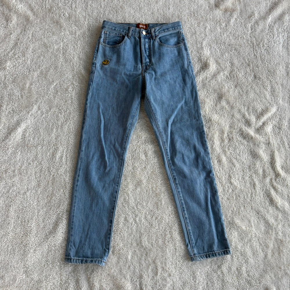Golf Wang Smiley Face Light Wash Straight Leg Denim Jeans Blue Size 28